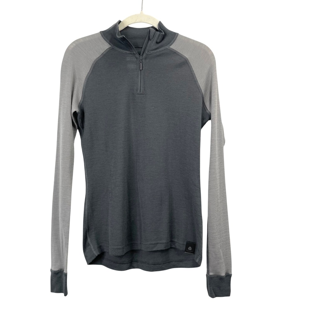 Mountain Warehouse Extreme Marino wool base layer top Size 4 gray‎ quarter zip